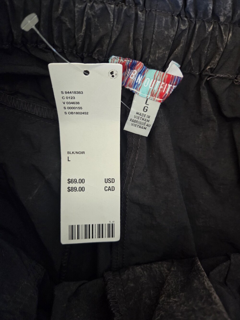 NWT Urban Outfitters Sloan Nylon Baggy Balloon Pants Black L - Picture 8 of 11